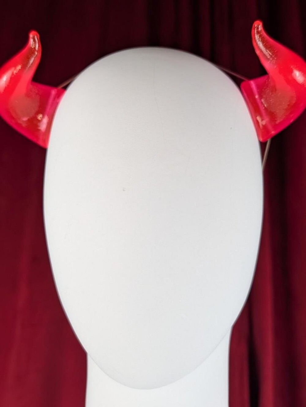 Beastly Bootique Neon Pink Resin Invisible Headband Curled Demon Horns